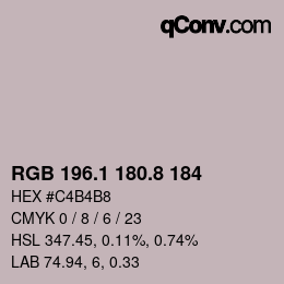 カラーコード: RGB 196.1 180.8 184 | qconv.com