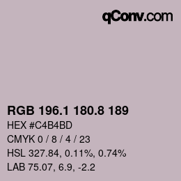 カラーコード: RGB 196.1 180.8 189 | qconv.com