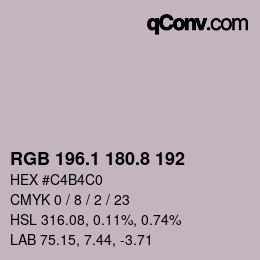 Color code: RGB 196.1 180.8 192 | qconv.com