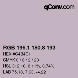 Color code: RGB 196.1 180.8 193 | qconv.com