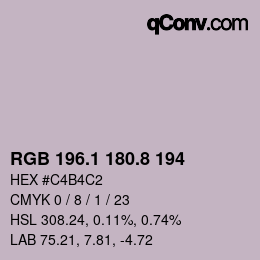 カラーコード: RGB 196.1 180.8 194 | qconv.com