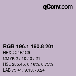 Color code: RGB 196.1 180.8 201 | qconv.com