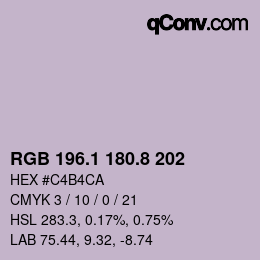Color code: RGB 196.1 180.8 202 | qconv.com