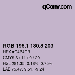 Color code: RGB 196.1 180.8 203 | qconv.com