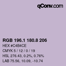 カラーコード: RGB 196.1 180.8 206 | qconv.com