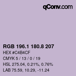 Color code: RGB 196.1 180.8 207 | qconv.com