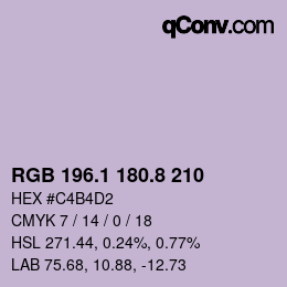 Color code: RGB 196.1 180.8 210 | qconv.com