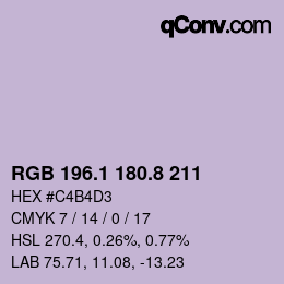 Color code: RGB 196.1 180.8 211 | qconv.com