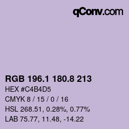 カラーコード: RGB 196.1 180.8 213 | qconv.com