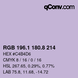 Color code: RGB 196.1 180.8 214 | qconv.com