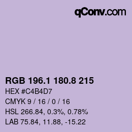 Color code: RGB 196.1 180.8 215 | qconv.com