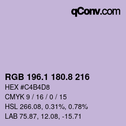 Color code: RGB 196.1 180.8 216 | qconv.com