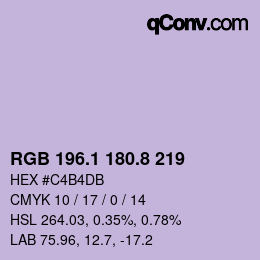 Color code: RGB 196.1 180.8 219 | qconv.com