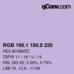 Color code: RGB 196.1 180.8 220 | qconv.com