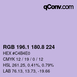 Color code: RGB 196.1 180.8 224 | qconv.com