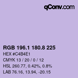 Color code: RGB 196.1 180.8 225 | qconv.com