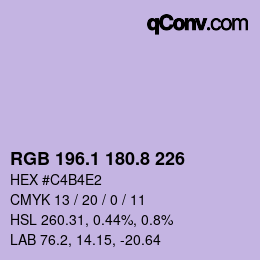 カラーコード: RGB 196.1 180.8 226 | qconv.com