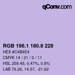Color code: RGB 196.1 180.8 228 | qconv.com