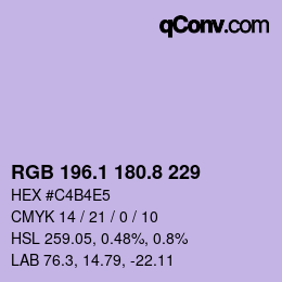 Color code: RGB 196.1 180.8 229 | qconv.com