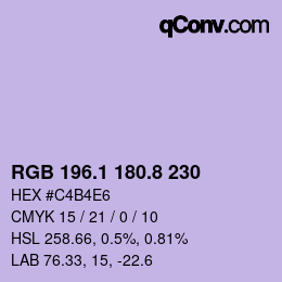 Color code: RGB 196.1 180.8 230 | qconv.com