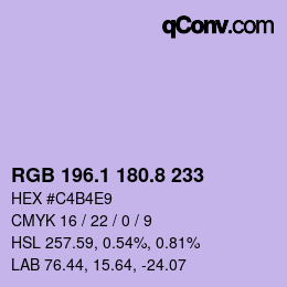 カラーコード: RGB 196.1 180.8 233 | qconv.com