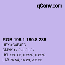 Color code: RGB 196.1 180.8 236 | qconv.com