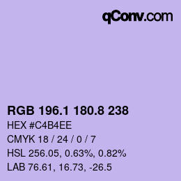 カラーコード: RGB 196.1 180.8 238 | qconv.com