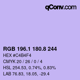 カラーコード: RGB 196.1 180.8 244 | qconv.com