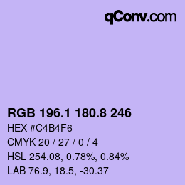 Color code: RGB 196.1 180.8 246 | qconv.com