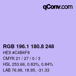 カラーコード: RGB 196.1 180.8 248 | qconv.com
