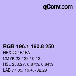 Color code: RGB 196.1 180.8 250 | qconv.com