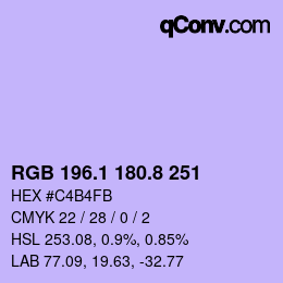 Color code: RGB 196.1 180.8 251 | qconv.com