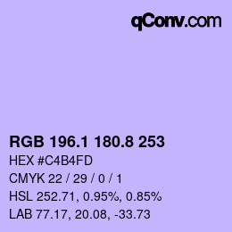 カラーコード: RGB 196.1 180.8 253 | qconv.com