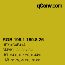 カラーコード: RGB 196.1 180.8 26 | qconv.com