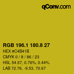 カラーコード: RGB 196.1 180.8 27 | qconv.com