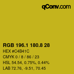 カラーコード: RGB 196.1 180.8 28 | qconv.com