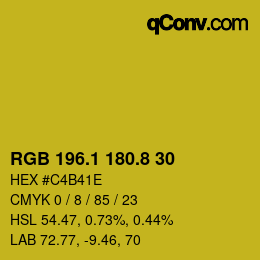 カラーコード: RGB 196.1 180.8 30 | qconv.com