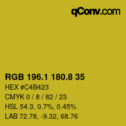 カラーコード: RGB 196.1 180.8 35 | qconv.com