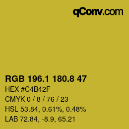 カラーコード: RGB 196.1 180.8 47 | qconv.com
