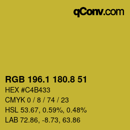 カラーコード: RGB 196.1 180.8 51 | qconv.com