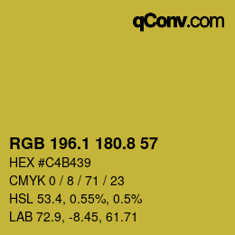 カラーコード: RGB 196.1 180.8 57 | qconv.com