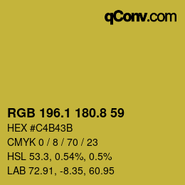 カラーコード: RGB 196.1 180.8 59 | qconv.com