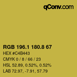 カラーコード: RGB 196.1 180.8 67 | qconv.com