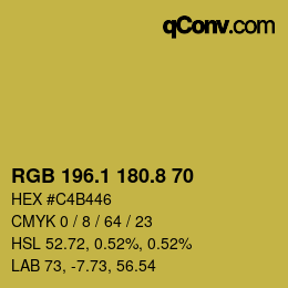 カラーコード: RGB 196.1 180.8 70 | qconv.com