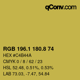 カラーコード: RGB 196.1 180.8 74 | qconv.com