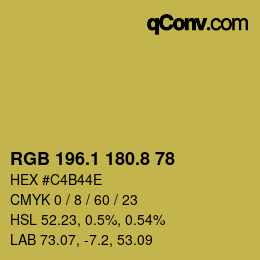 カラーコード: RGB 196.1 180.8 78 | qconv.com
