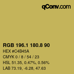 カラーコード: RGB 196.1 180.8 90 | qconv.com