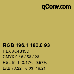 カラーコード: RGB 196.1 180.8 93 | qconv.com