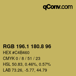 カラーコード: RGB 196.1 180.8 96 | qconv.com