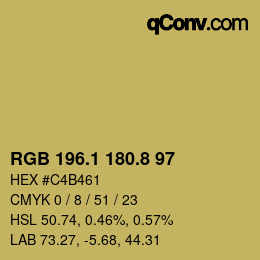 カラーコード: RGB 196.1 180.8 97 | qconv.com